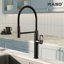 Robinet de cuisine coulissant MASO avec bec en caoutchouc noir moderne pivotant à 360 °, robinet d'évier à poignée simple à un trou, acier inoxydable 304, 2 modes de jet, noir mat-125898134