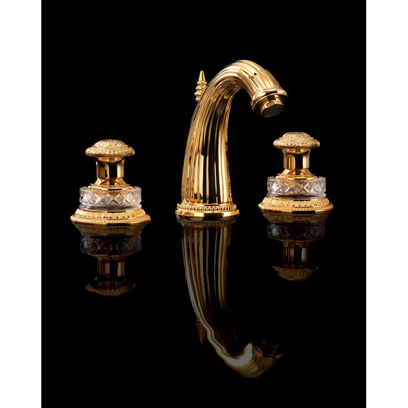 Swan Widespread Bathroom Faucet with Drain Assembly, 24K Gold
