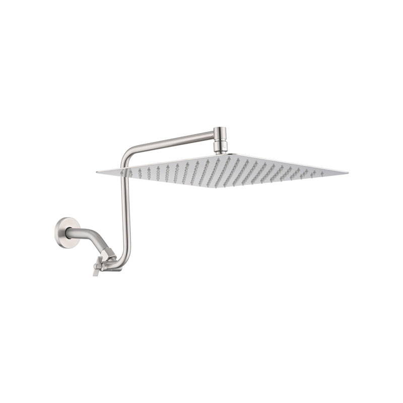12 inch Adjustable Extension Arm High-pressure Rain Shower Head, Rain Fixed Shower Head, Brushed Nickel