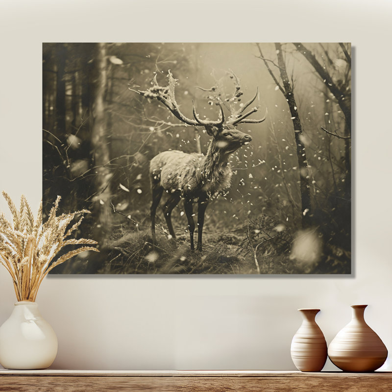 Chevreuil sauvage dans la forêt d'hiver, Toile tendue, H 30 po x l 40 po x P 1,5 po