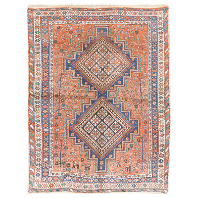Hand Knotted Wool Area Rug in Multi
