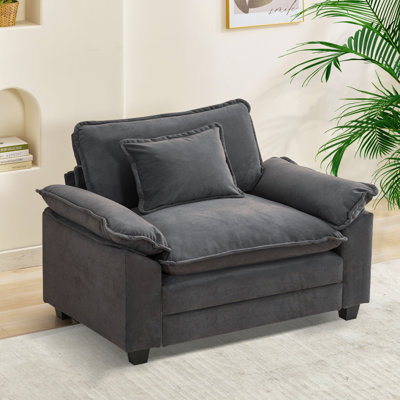 53" Comfy Cloud Couch Deep Seat Sofa Chair With Throw Pillow For Living Room Bedroom