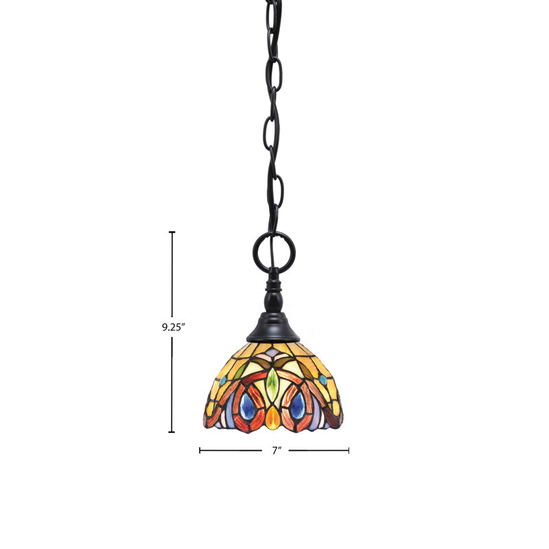Mini-luminaire suspendu en chaîne avec verre, Noir mat