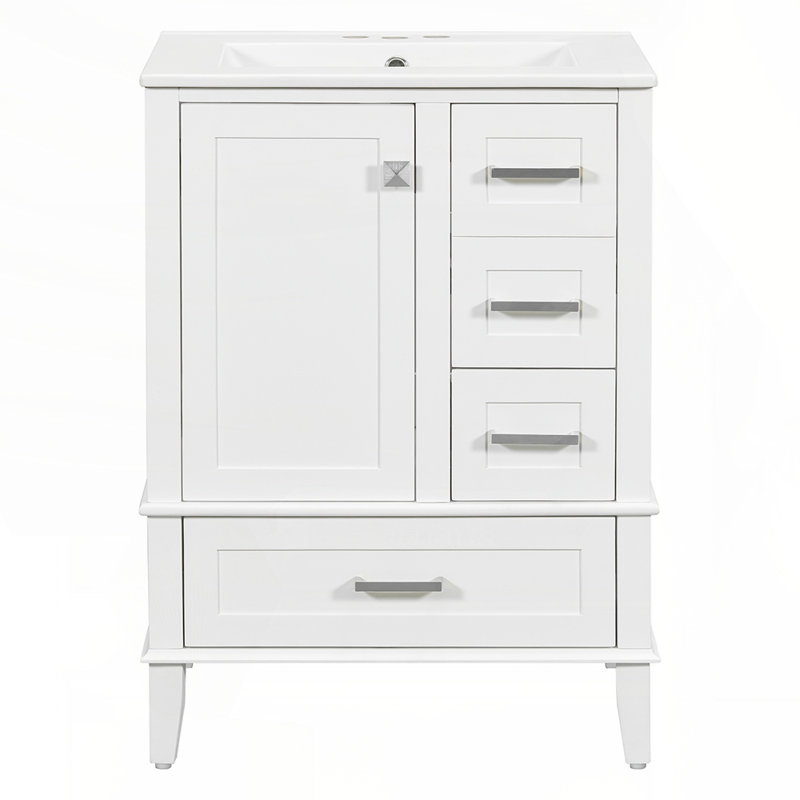 Meuble-lavabo compact de 24,8 pouces avec plusieurs options de rangement et un design moderne et élégant pour les petites et moyennes salles de bain
