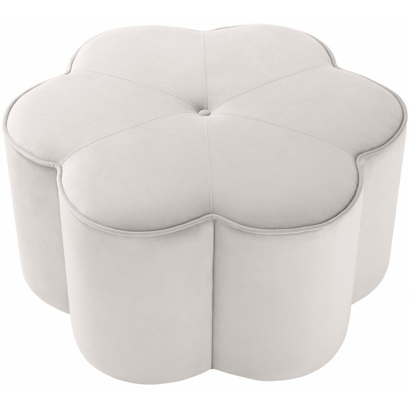 Meghan Velvet Pouf, Cream Velvet