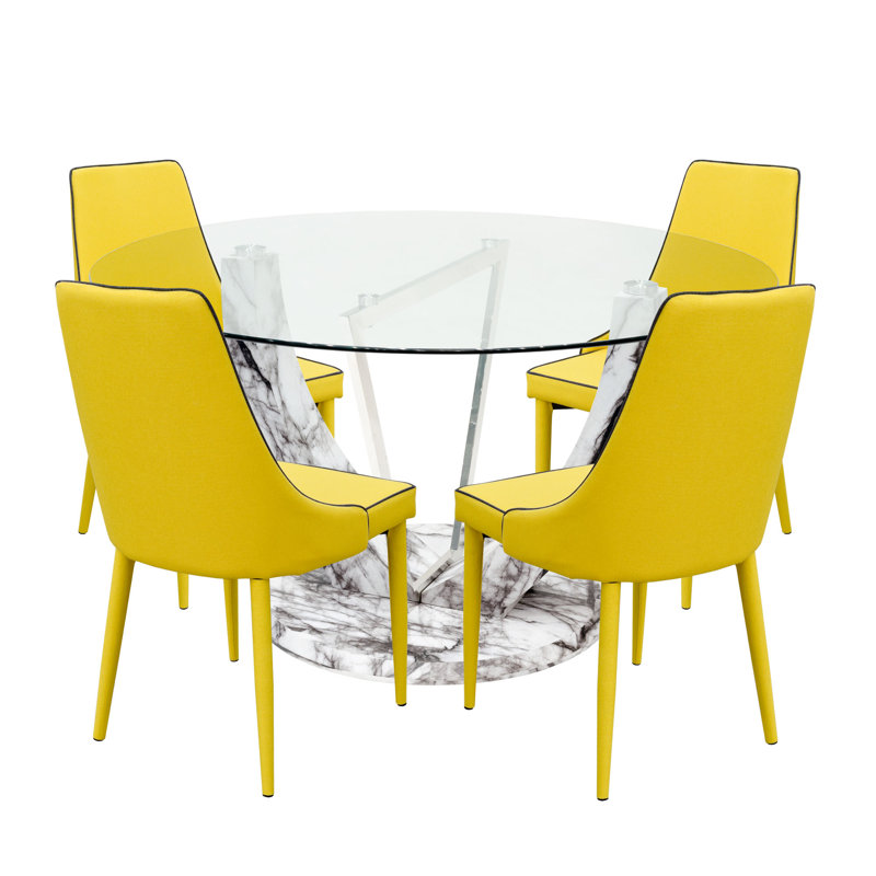 Eunice 4 - Person Dining Set, Yellow
