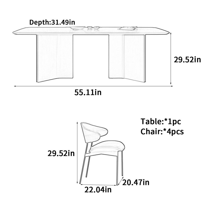 Table de salle à manger Simple Atmosphere Rock, H 29,52 po x L 55,11 po x l 31,49 po