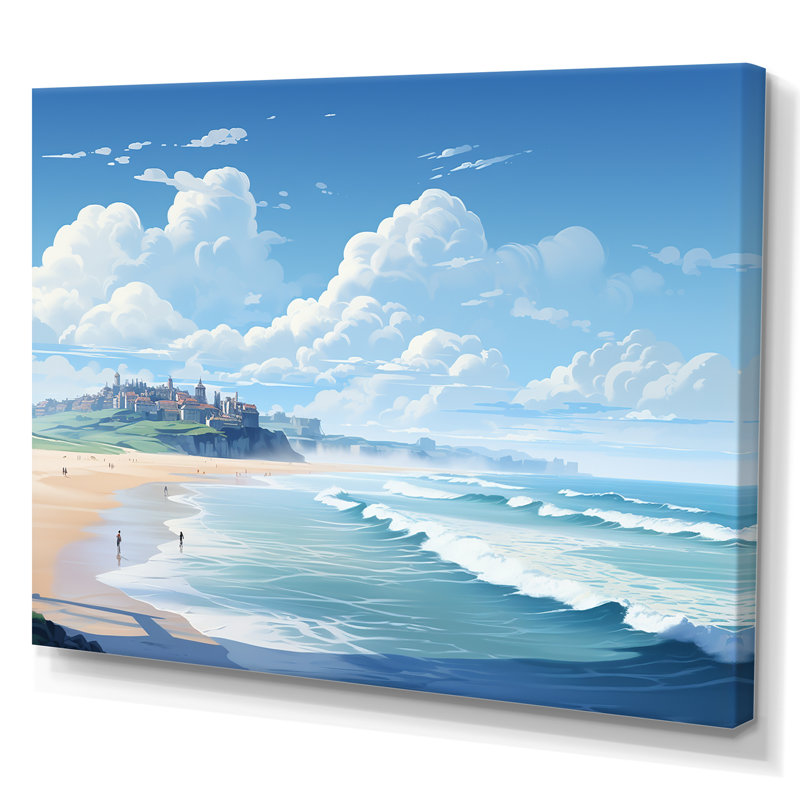 Plages françaises basques II sur toile, Toile tendue, H 34 po x l 44 po x P 1,5 po