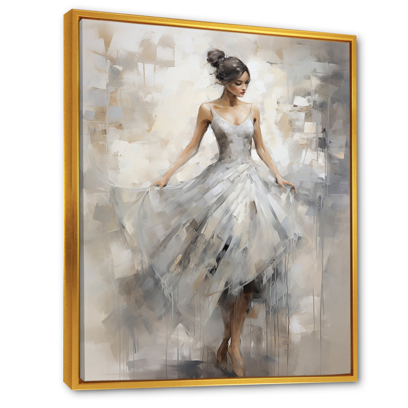 Contemporain gris, ballet, danse symphonie I, H 44 po x l 34 po x P 1,5 po, Cadre flottant doré