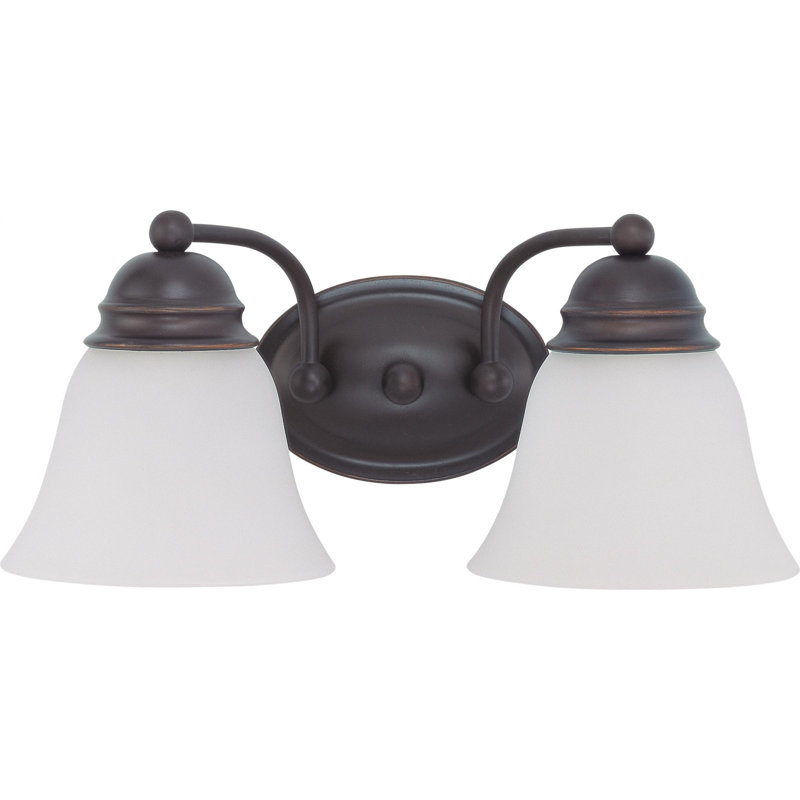 Éclairage pour salle de bain 2 lumières à intensité variable Charmaine, 100 watts, Blanc givré, Bronze acajou