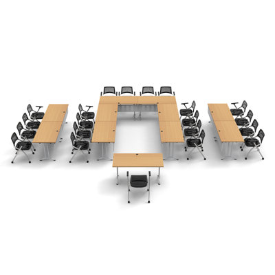 Jeidan 21 Person Training Meeting Seminar Tables with Modesty Panels and 21 Chairs Complete Set