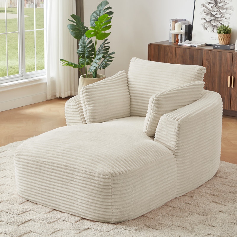 Méridienne surdimensionnée en velours côtelé, Beige