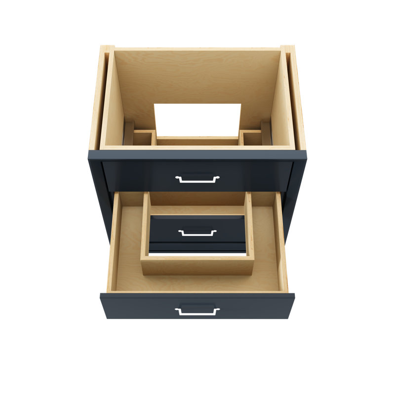 Alexandra Three-Drawer Single Bath Vanity, Hague Blue, 30", Satin Nickel