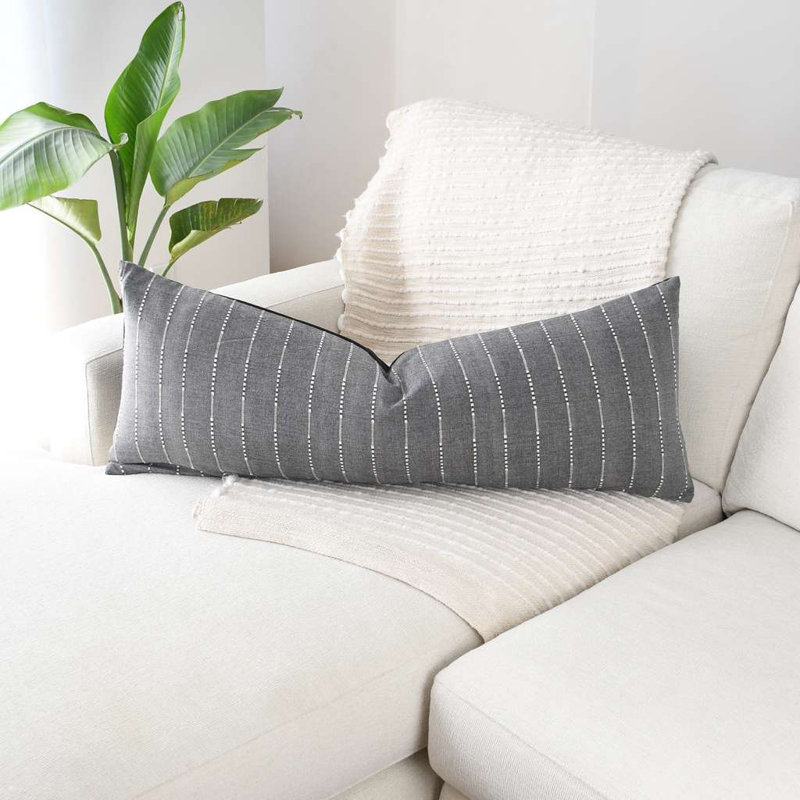 Thai Gray Lumbar, Gray, Rectangle 14"H x 36"W