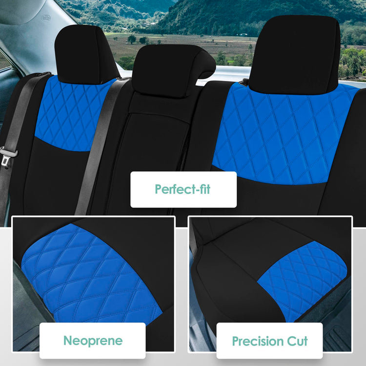 Housses de siège arrière en néoprène Latitude Run® Ultraflex, Bleu / Noir