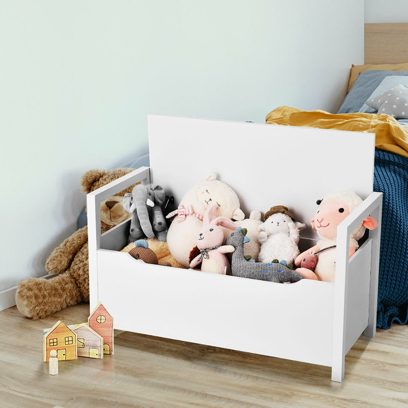 Banc de rangement rembourré Berea, Blanc