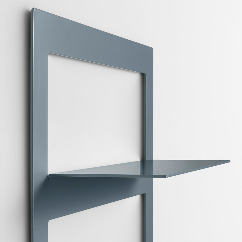 Shwall 3 Piece Powder Coated Metal Tiered Shelf, Gray Blue