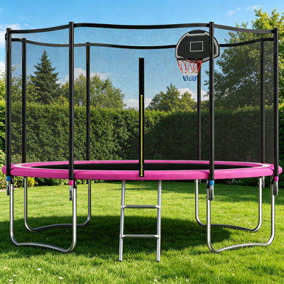 SENCHO GINSYTALIOR Round Backyard Trampoline with Safety Enclosure