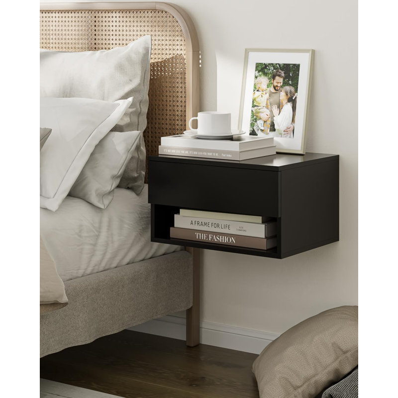 Floating Bedside Table, Black