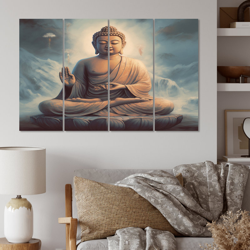 Statue de Bouddha - salon d'art mural bouddhisme - 4 panneaux