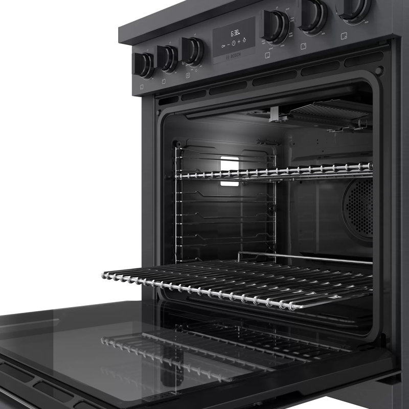 800 Series 30" 4 cu. ft. Freestanding Dual Fuel Range with True European Convection, Black