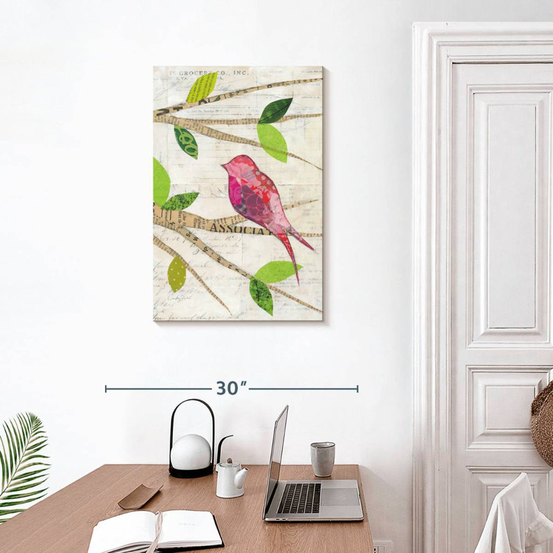 Brampt oiseaux au printemps IV, H 30 po x l 20 po