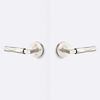Levanto Round Privacy Rosette In Satin Nickel, Vertex Grip In Satin Nickel