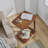 Solid Wood End Table With Rolling Wheels, C Shaped Side Table, TV Tray Table, Couch Table That Slide Under For Small Space, Living Room, Bedroom (Walnut)