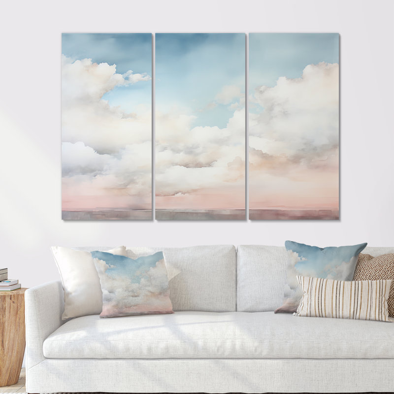 Minimalisme, ciel nuageux, ensemble de reproduction d'art mural ciel, Toile tendue, H 40 po x l 60 po x P 1 po