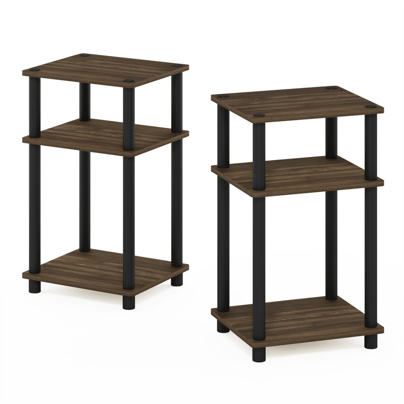 34.04cm W Bedside Table, Black, Columbia Walnut