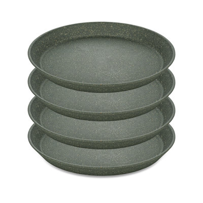 Set of 4 Koziol small plates, plastic and wood mix, 20.5cm