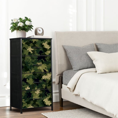 4 Drawer Dresser for Bedroom, Narrow Chest of Drawers, Wooden Top and Study Iron Frame 18"x37.5"-(WxH)