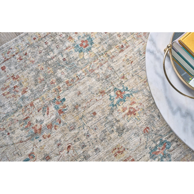 Oriental Area Rug in Beige, Rectangle 6' x 9'