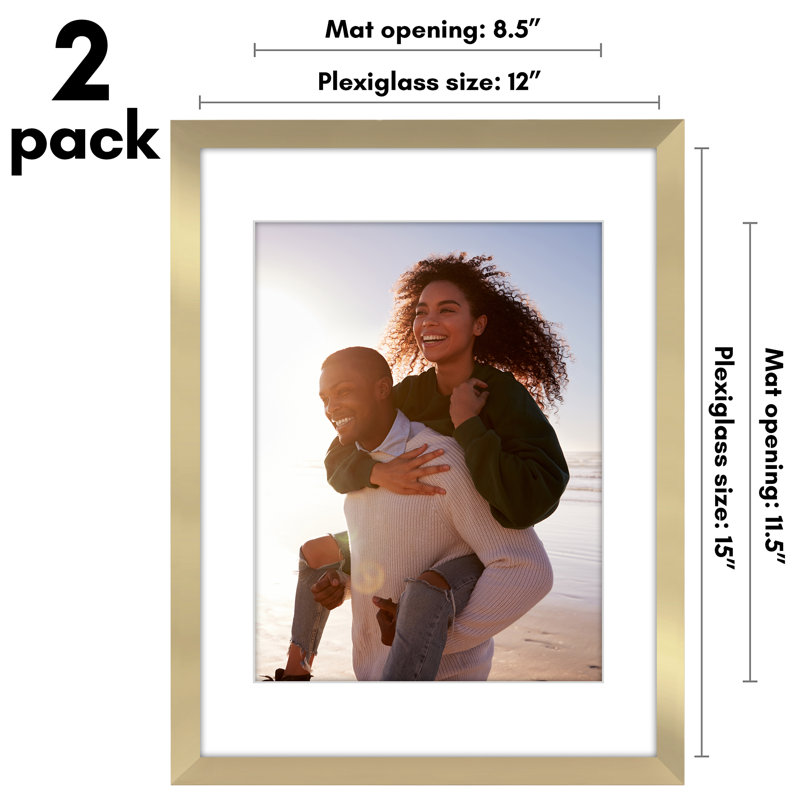 Gold 11x14 Picture Frame Set with Plexiglass Cover