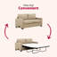  Canapé-lit double escamotable avec sortie USB Bohumir, 73 po, beige