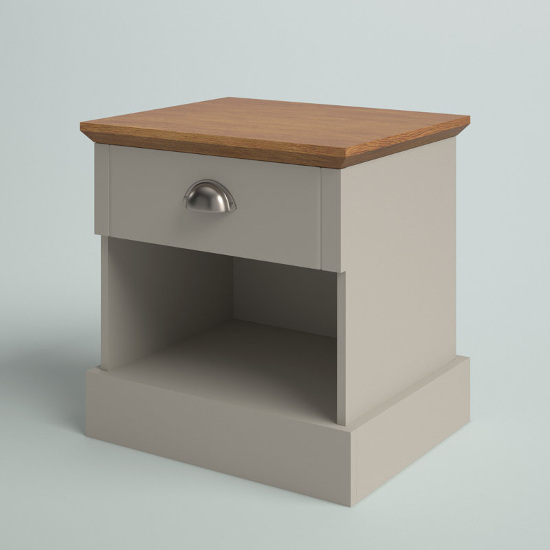 Brielle 45cm W Bedside Table, Grey/Oak
