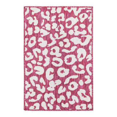 Magenta/Ivory Indoor/Outdoor Rug