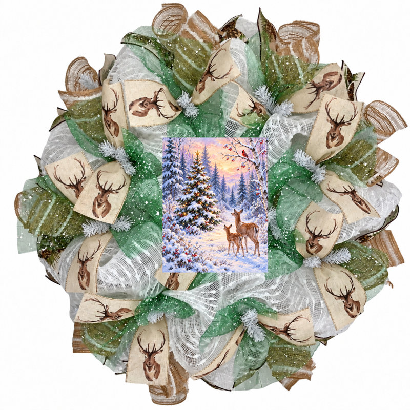 Couronne de porte personnalisable Winter Deer, Oui