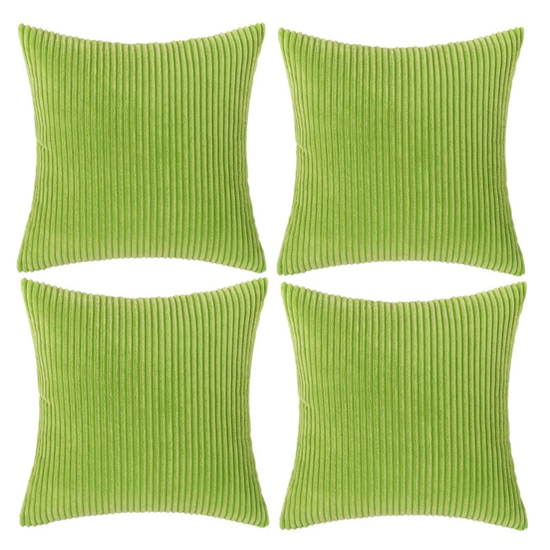 Striped Cotton Blend Reversible Pillow Cover, 20" x 20", Apple Green