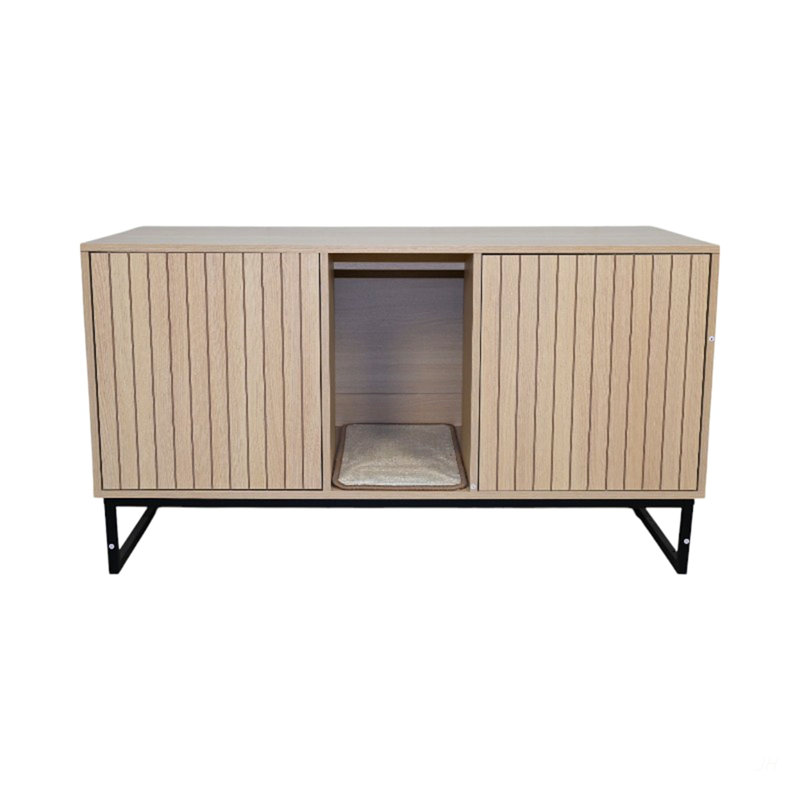 Maison de chat moderne en bois avec tapis à gratter - 47,64 po x 21,46 po x 25,98 po, 76,4 lb