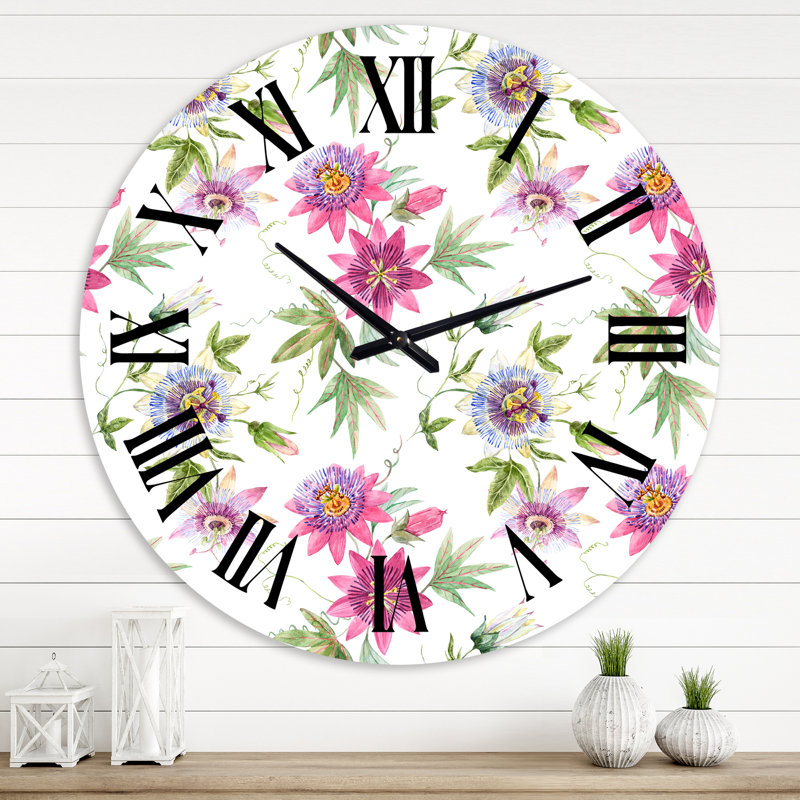 Passiflore rose - Horloge murale traditionnelle, Grand