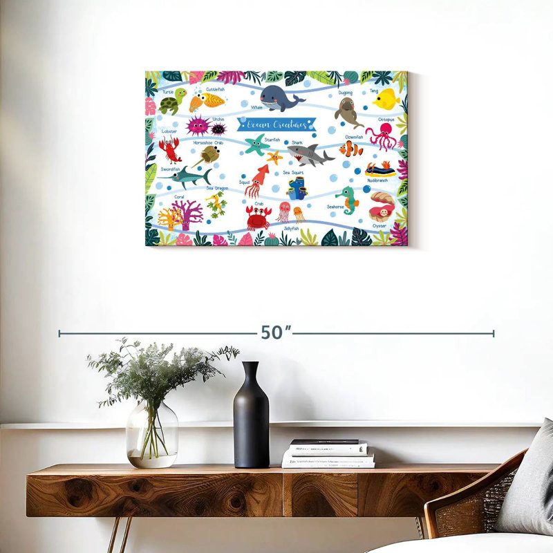 Ashelle Ocean Creatures Chart, 20" H x 30" W