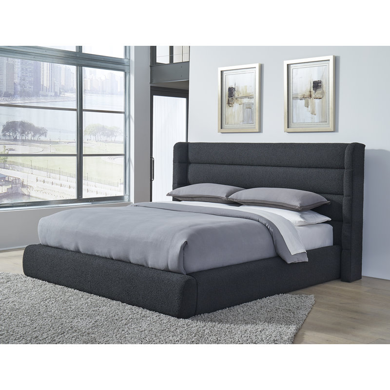 Lit plateforme Ariella, Double, Bouclé noir