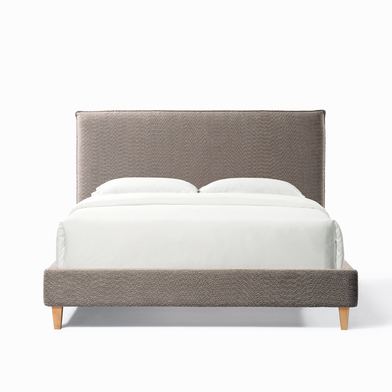 Structure de lit tapissier avec tête de lit Boucle moderne, lit plateforme minimaliste, sommier à lattes en bois requis