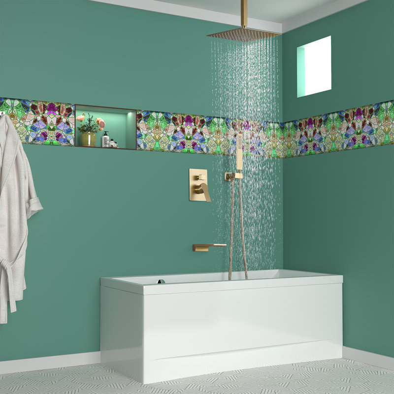 Robinet de baignoire et de douche avec valve brute, Or brossé