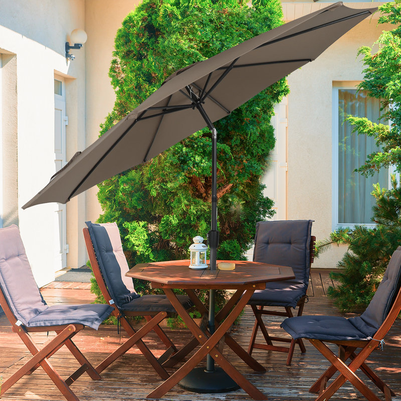 3m Large Paraso With UV, Garden Sun Shade Canopy Patio With Crank Tilt, Outdoor Umbrella  , Khaki