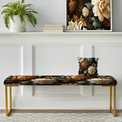 Banc floral rembourré or