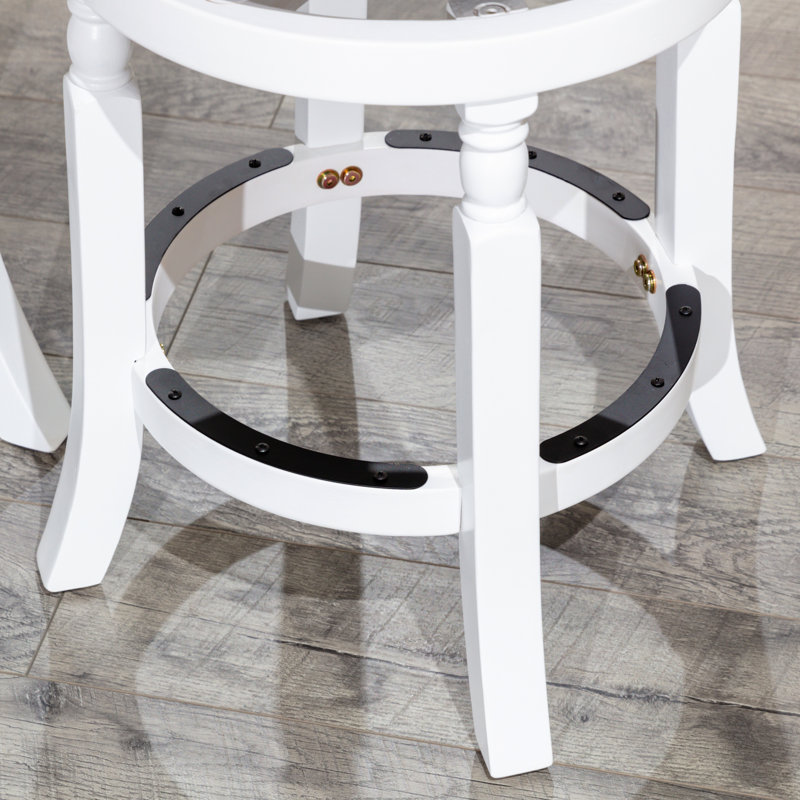 Tabouret de bar 30 po en blanc, siège en tissu gris anthracite, structure en bois franc robuste, pivotant à 360 °, rembourrage en mousse confortable, tabouret de comptoir ou de hauteur, blanc et gris anthracite, fabrication, mécanisme pivotant, convient à