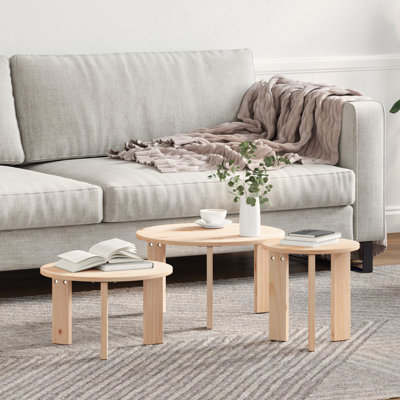 Coffee Table Solid pine wood Rustic Pine Furniture Round Nesting