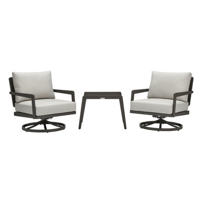 Cyril 3-Piece Outdoor Swivel Rocker Motion Conversation Set
